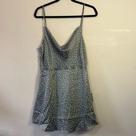 Lulu’s Spot in My Heart Sage Polka Dot Cowl Neck Dress - Picture 2 of 5